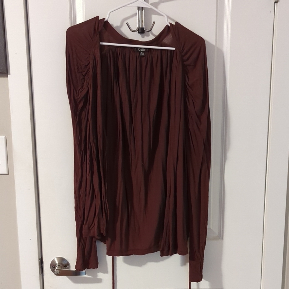 2 for $22 💙 Shrunken Brown Overshirt/Buttonless Cardigan - XL